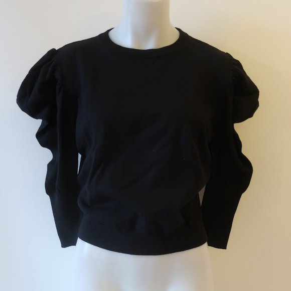 Misa Los Angeles Sweaters - NWT WOMENS MISA LOS ANGELES GUTHRIE BLACK PUFF SLEEVE KNIT SWEATER M *